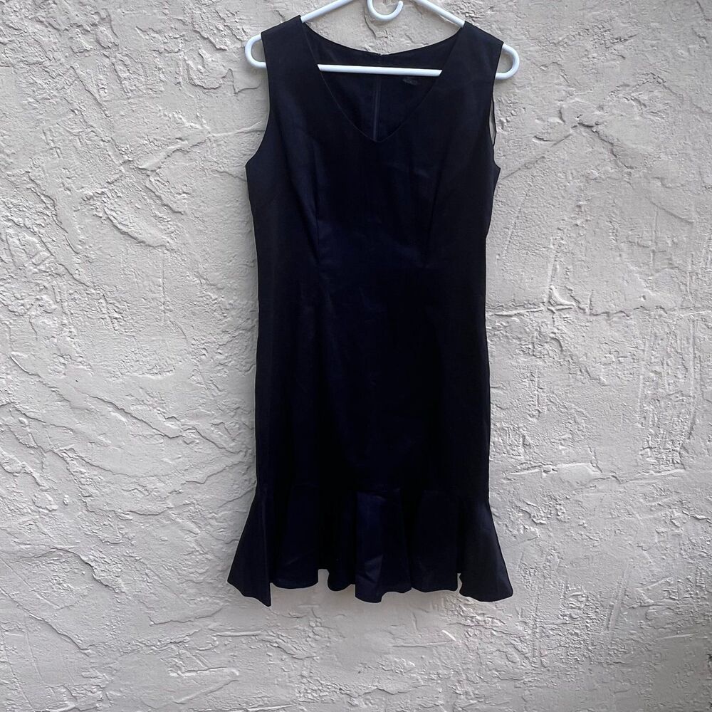 Courtenay basic black dress with ruffle flounce hem